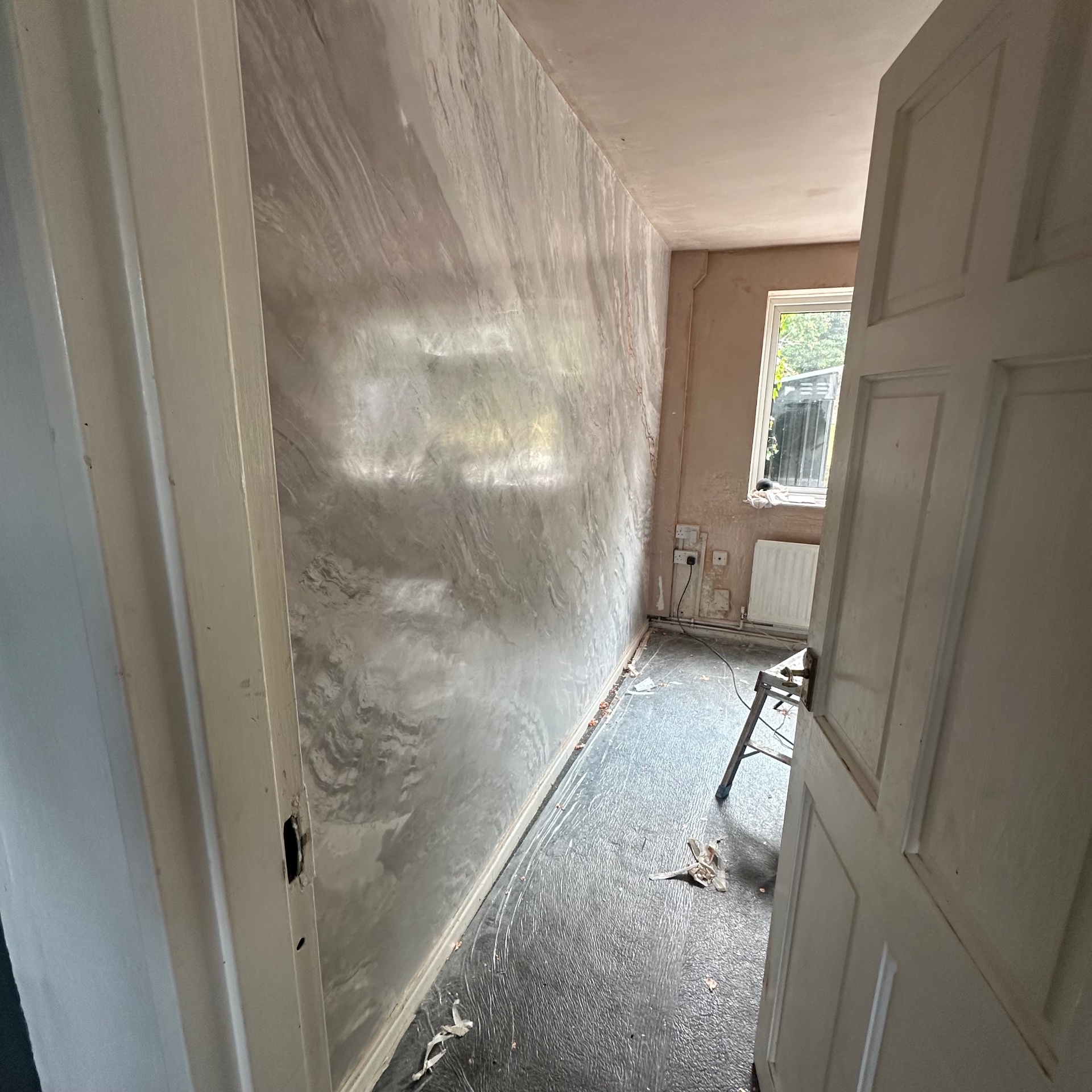 Silver Venetian plaster hallway — Guildford July 2026