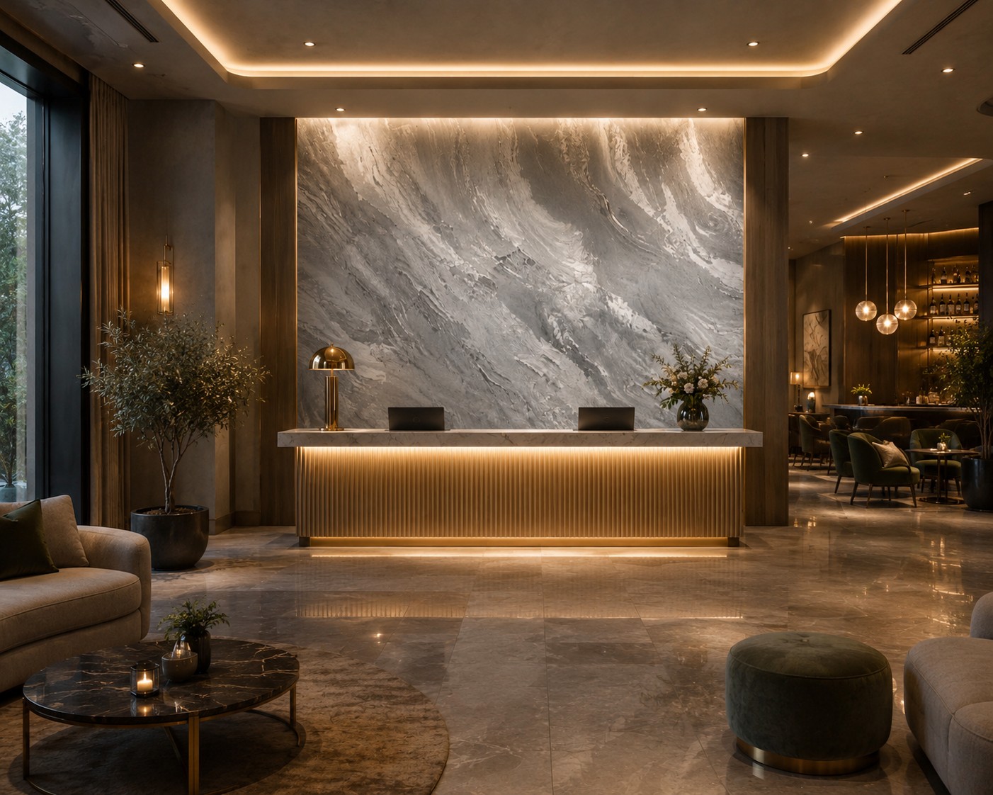 Signature luxury interior with Venetian polished plaster feature wall